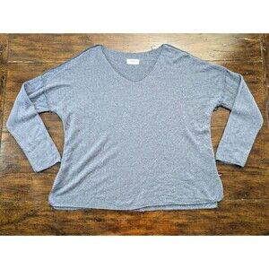 Nina Kendosa Paris Sweater M/L Oversized Angora Wool Viscose V-Neck Gray Fuzzy